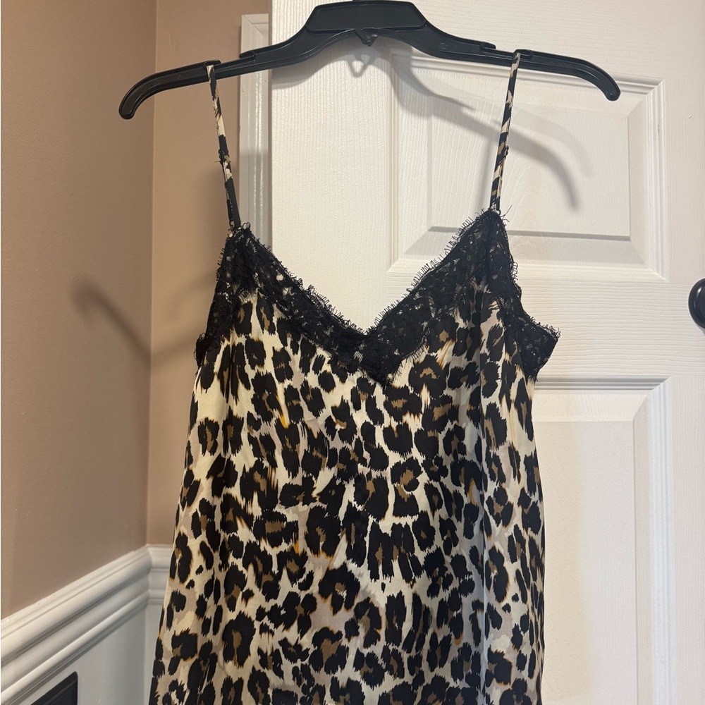 BP Animal Print Chemise with Lace Trim -Size SMALL